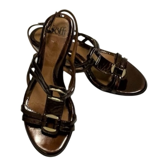 Sofft Patent Leather Open-Toe Wedge Sandal _ Wine _ Size 8M - Picture 8 of 8